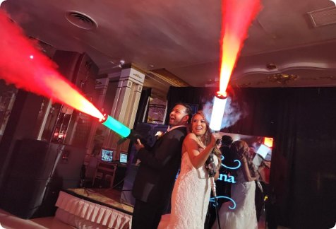 CO2 cannons firing over a dance floor