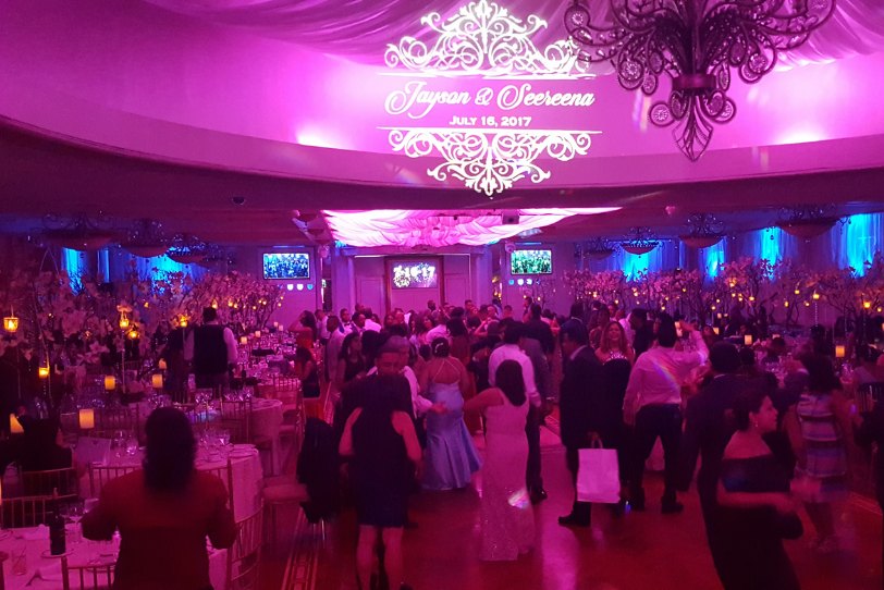 Custom monogram projected on a ceiling